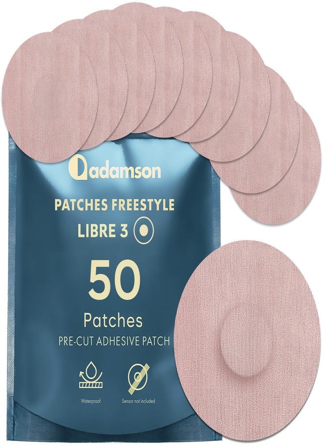 Adamson Freestyle Libre 3 Sensor Covers – 50 Libre 3 Patches, Long-Lasting, No Glue on Center, Non-Irritating, Easy to Apply and Remove – Ideal for Sports & Daily Use - Beige - Image 1